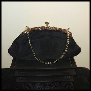 Vintage Black Evening Bag, Clutch or Strap